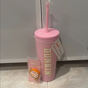NWT Stoney Clover Lane x Dunkin' Tumbler with Straw and Straw Topper Set 2025
